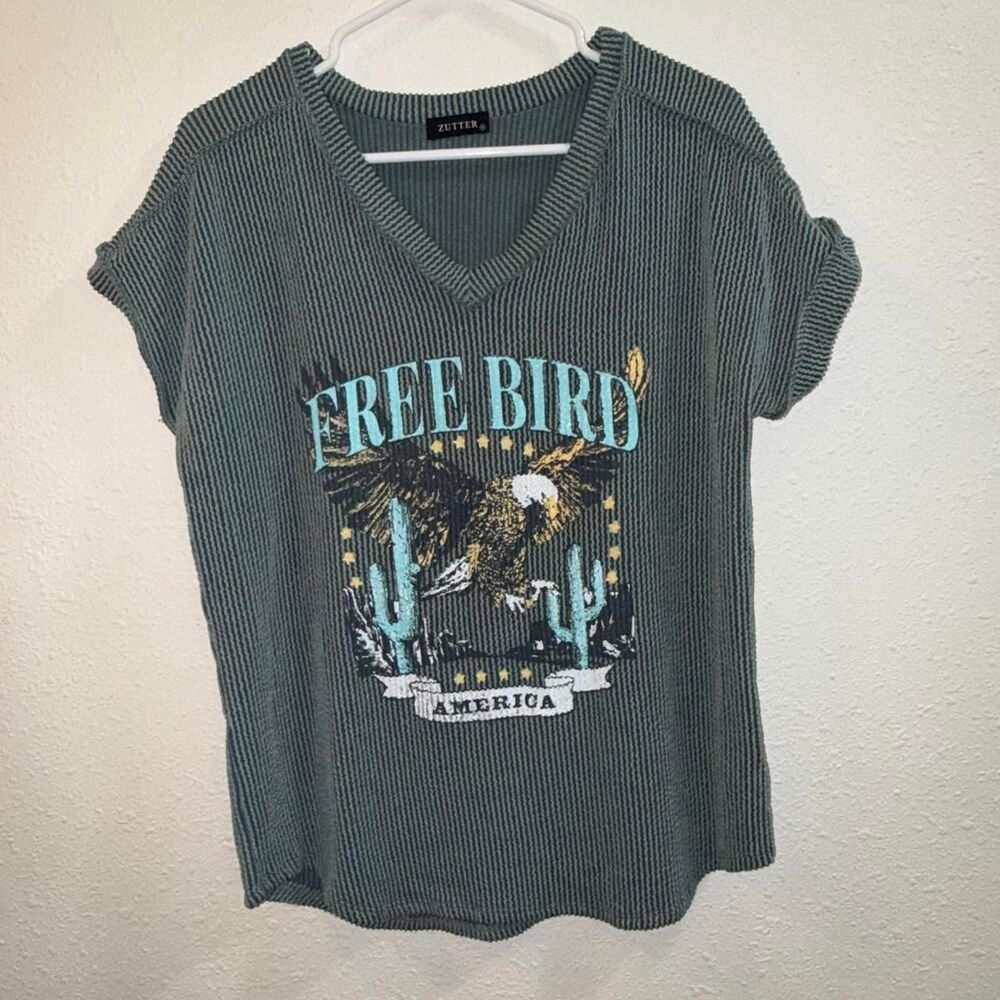 NWOT Women’s Zutter Free Bird America Graphic Tee, Size M
